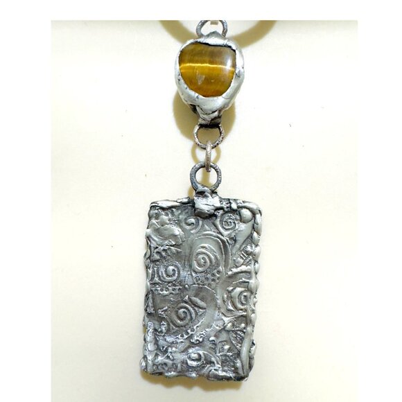 Tarot Card Mixed Media & Artisan Metalwork Tiger Eye Pendant & Leather Necklace - Picture 7 of 12